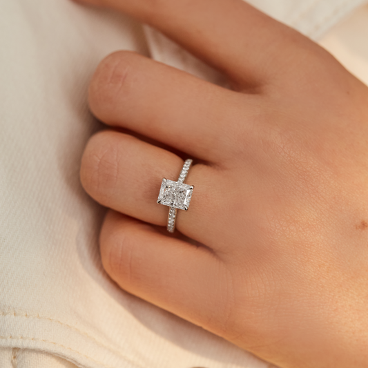 Hidden Halo Ring with Radiant Cut Diamond